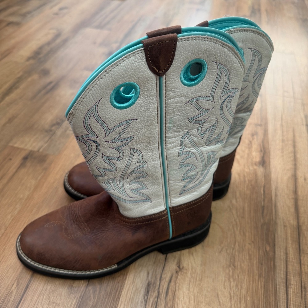 Ariat Heritage Brown White Turquoise Leather Western Boots Size
7.5B
